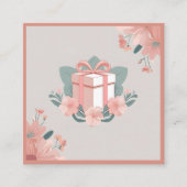 Floral verpakt geschenk roze groen vierkante visitekaartje (Voorkant)