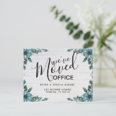 Floral verplaatste kantoor aankondiging briefkaart (Staand voorkant)
