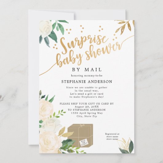 Floral verrassend Baby shower per post Kaart (Voorkant)