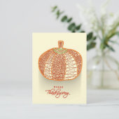 Floral Versierde glanzende pompoen op Abstract Briefkaart (Staand voorkant)