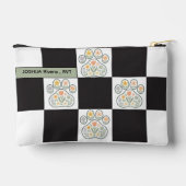 Floral Veterinary Paw Print Checkerboard naam Etui (Achterkant)