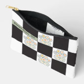 Floral Veterinary Paw Print Checkerboard naam Etui (Open)