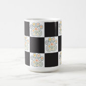 Floral Veterinary Pawprint dambord Naam Koffiemok (Center)