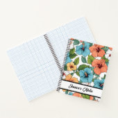 Floral Vibrant Hibiscus patroon gepersonaliseerd Notitieboek (Binnen)