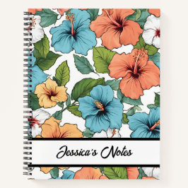 Floral Vibrant Hibiscus patroon gepersonaliseerd Notitieboek