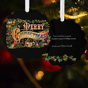 Floral Victoriaans kerstcadeaufoto Ornament Kaart