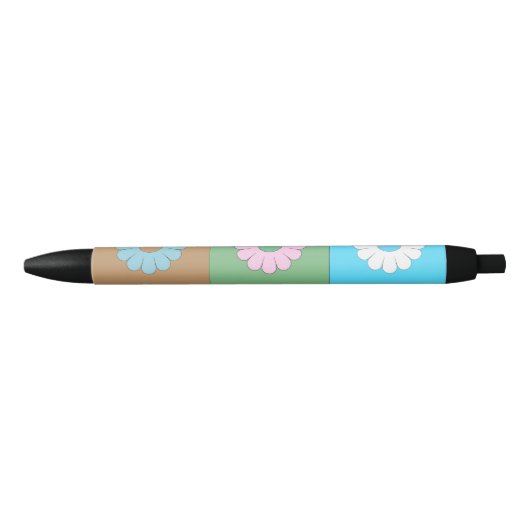 Floral vierkanten patroon zwarte inkt pen (Voorkant)
