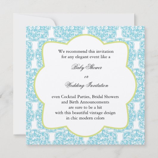 Floral Vine Medallion Invitation Kaart (Voorkant)