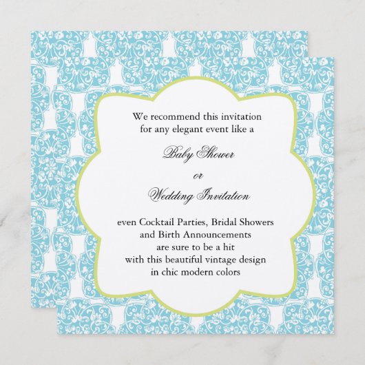 Floral Vine Medallion Invitation Kaart (Voorkant / Achterkant)