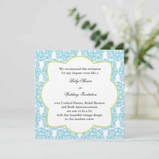 Floral Vine Medallion Invitation Kaart (Staand voorkant)