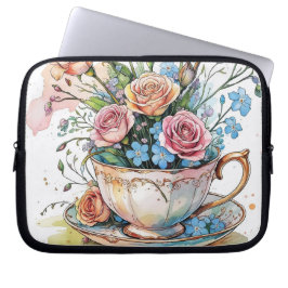 Floral Vine Pattern – Waterverf Boho acryl kunst Laptop Sleeve