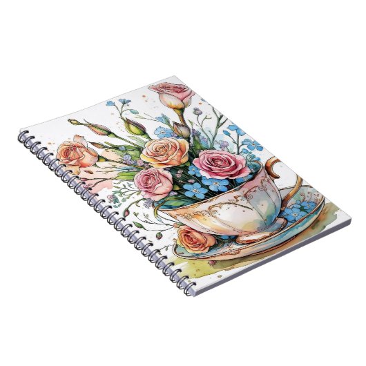 Floral Vine Pattern – Waterverf Boho kunst Notitieboek (Rechterzijde)