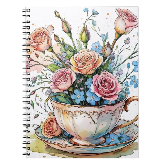 Floral Vine Pattern – Waterverf Boho kunst Notitieboek (Voorkant)