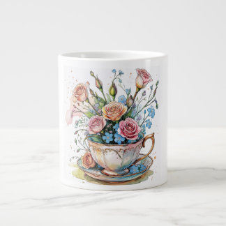 Floral Vine Pattern – Zachte Waterverf Boho kunst Grote Koffiekop