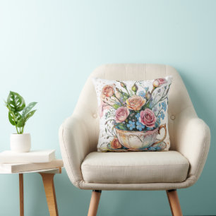 Floral Vine Pattern – Zachte Waterverf Boho kunst Kussen
