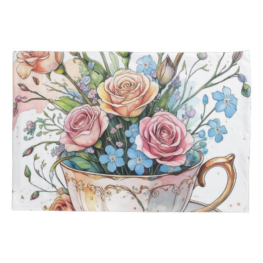 Floral Vine Pattern – Zachte Waterverf Boho kunst Kussensloop (Achterkant)