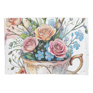 Floral Vine Pattern – Zachte Waterverf Boho kunst Kussensloop