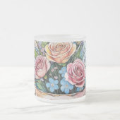 Floral Vine Pattern – Zachte Waterverf Boho kunst Matglas Koffiemok (Center)