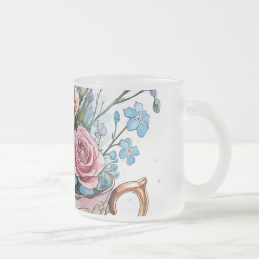 Floral Vine Pattern – Zachte Waterverf Boho kunst Matglas Koffiemok (Rechts)
