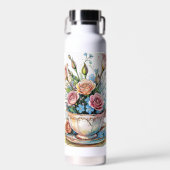 Floral Vine Pattern – Zachte Waterverf Boho kunst Waterfles (Voorkant)