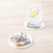 Floral Vine Pattern – Zachte Waterverf Boho kunst Zandsteen Onderzetter (Zijkant)