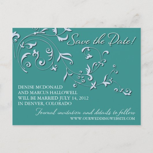 Floral Vine Save the Date Briefkaart (Voorkant)