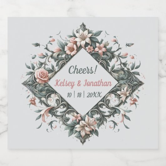 Floral Vine Sparkling Wijnetiket (Enkel label)