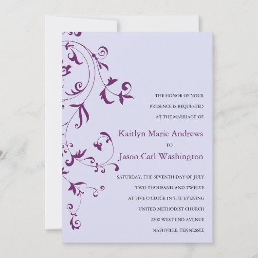 Floral Vine Wedding Invitations Kaart (Voorkant)