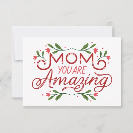 Floral Vines Boarder Mom je bent geweldig Bedankkaart (Voorkant)