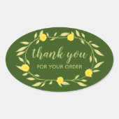 Floral Vines krans BEDANKT voor de bestelling Chiq Ovale Sticker (Voorkant)