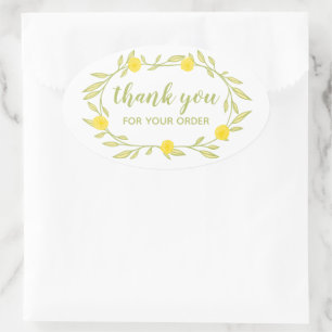 Floral Vines krans BEDANKT voor de bestelling Chiq Ovale Sticker