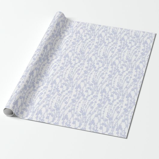 Floral Vines (White - Periwinkle) Cadeaupapier (Uitgerold)