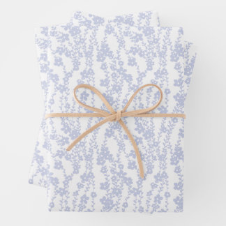Floral Vines (White - Periwinkle) Inpakpapier Vel