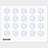 Floral Vines (White - Periwinkle) Ronde Sticker (Vel)