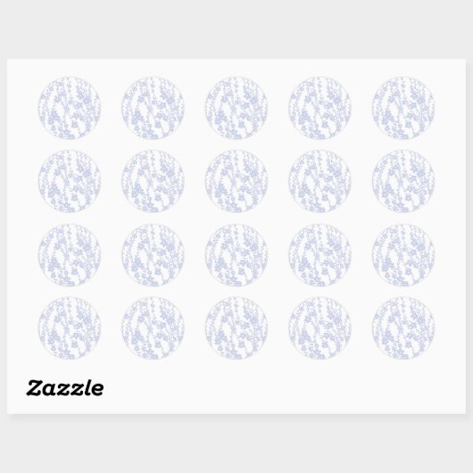 Floral Vines (White - Periwinkle) Ronde Sticker (Vel)