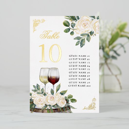 Floral Vineyard Trouwtafel Zitting Grafiek Kaarten (Staand Voorkant)