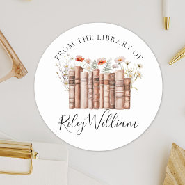 Floral Vintage Book From the Library of Bookplate Ronde Sticker