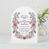 Floral Vintage Engagement Party Invitation Kaart (Staand voorkant)