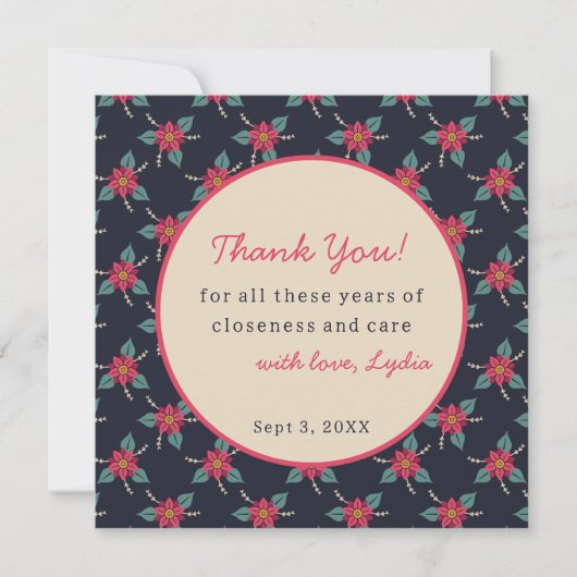 Floral Vintage Flat Thank You Card Bedankkaart (Voorkant)
