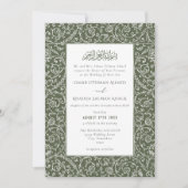 Floral Vintage Green Islamic Muslim Wedding Kaart (Voorkant)