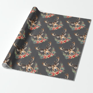 Floral Vintage Kerstrendier Cadeaupapier