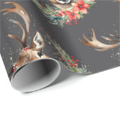 Floral Vintage Kerstrendier Cadeaupapier (Rol Hoek)