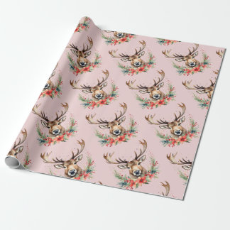 Floral Vintage Kerstrendier Cadeaupapier