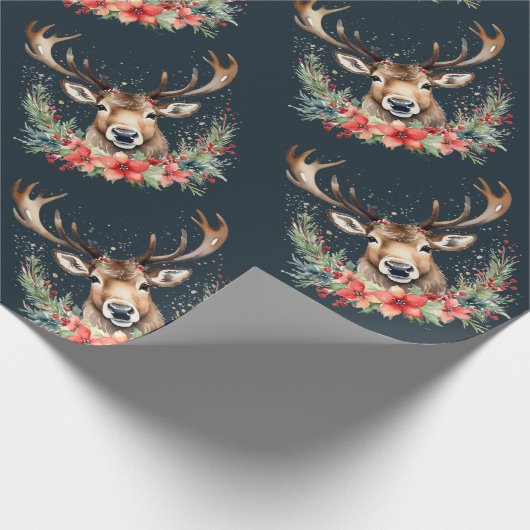 Floral Vintage Kerstrendier Cadeaupapier (Hoek)