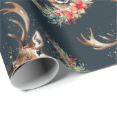 Floral Vintage Kerstrendier Cadeaupapier (Rol Hoek)