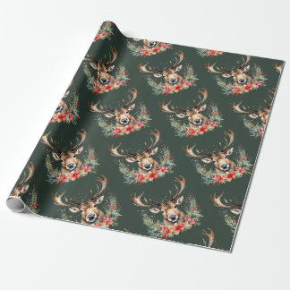 Floral Vintage Kerstrendier Cadeaupapier
