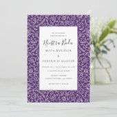 Floral Vintage Purple Nuestra Boda Wedding Kaart (Staand voorkant)