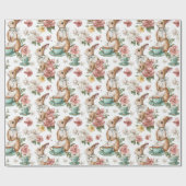 Floral Vintage Rabbits | Easter Wrapping Paper Cadeaupapier (Vlak)