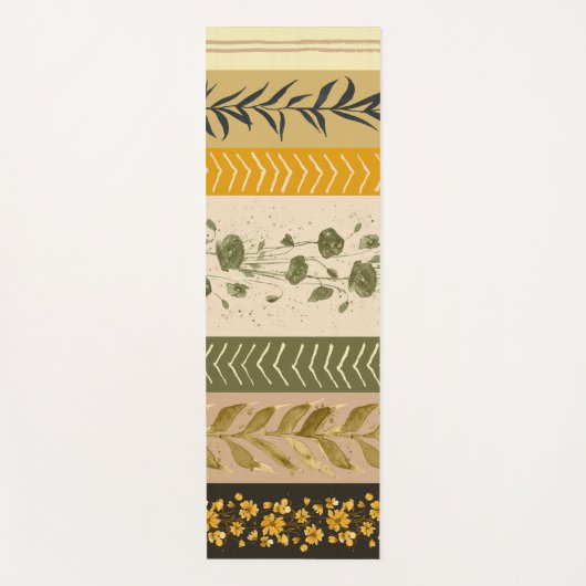 Floral Vintage Stripes Yogamat (Voorkant)