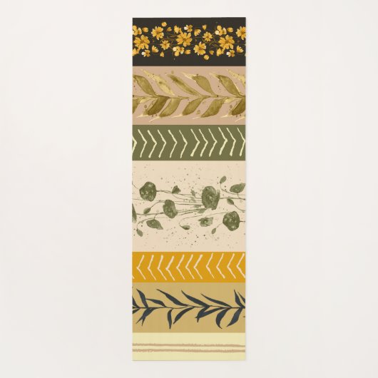 Floral Vintage Stripes Yogamat (Achterkant)